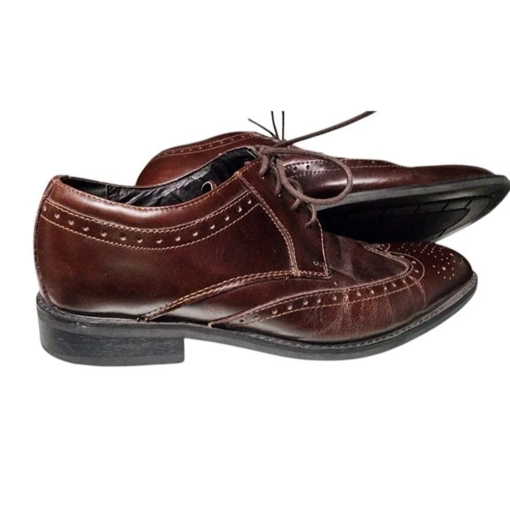 Natha Studio Mens Wingtip Brogue Derby Oxblood Leather Size 11.5D